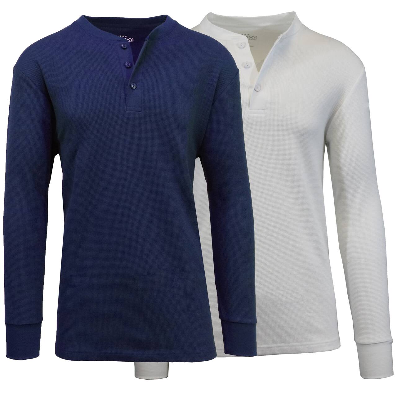 Men's Long Sleeve Waffle-Knit Thermal Henley Shirt 2 Pack